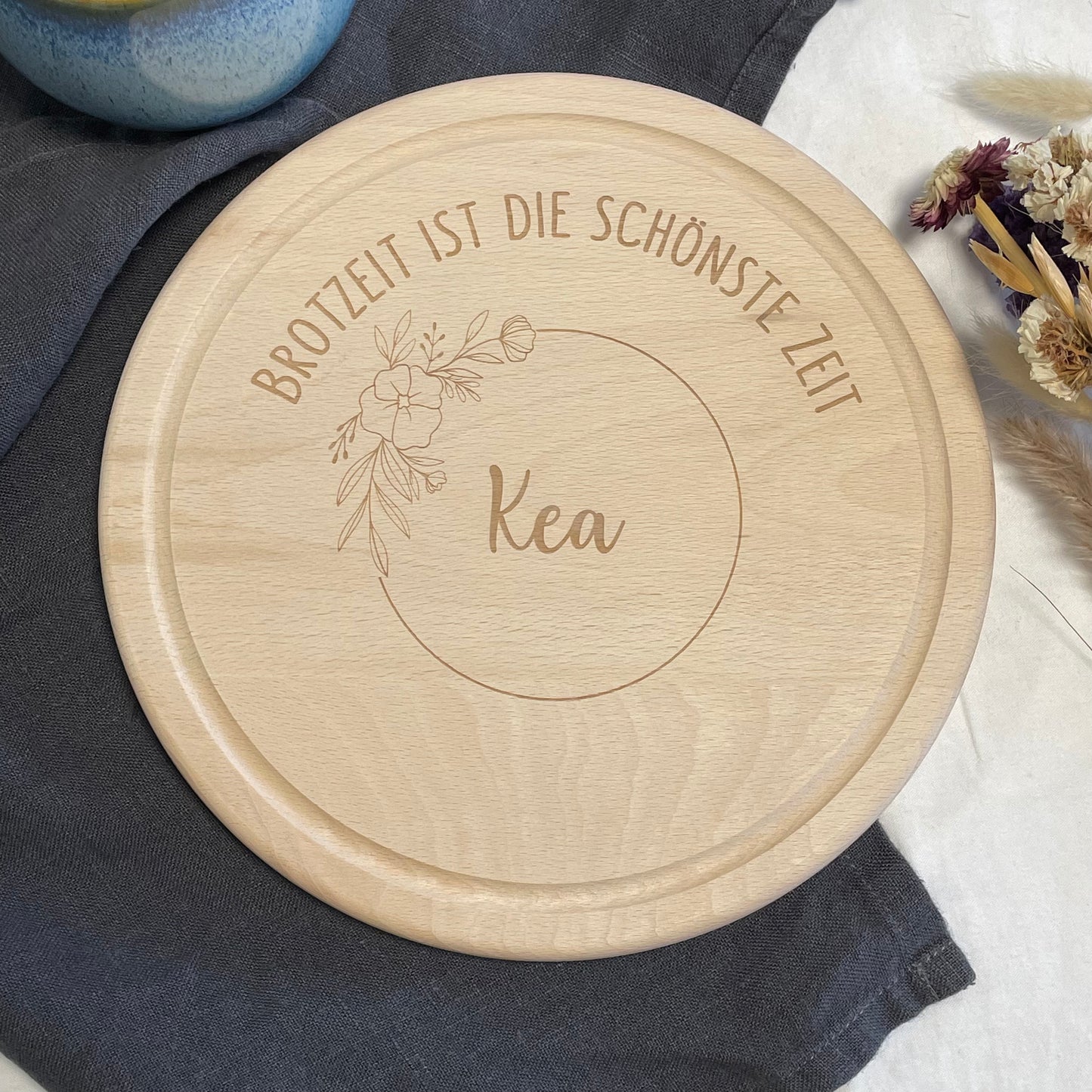 Frühstücksbrett Brotzeit ist die schönste Zeit! Blumenkranz