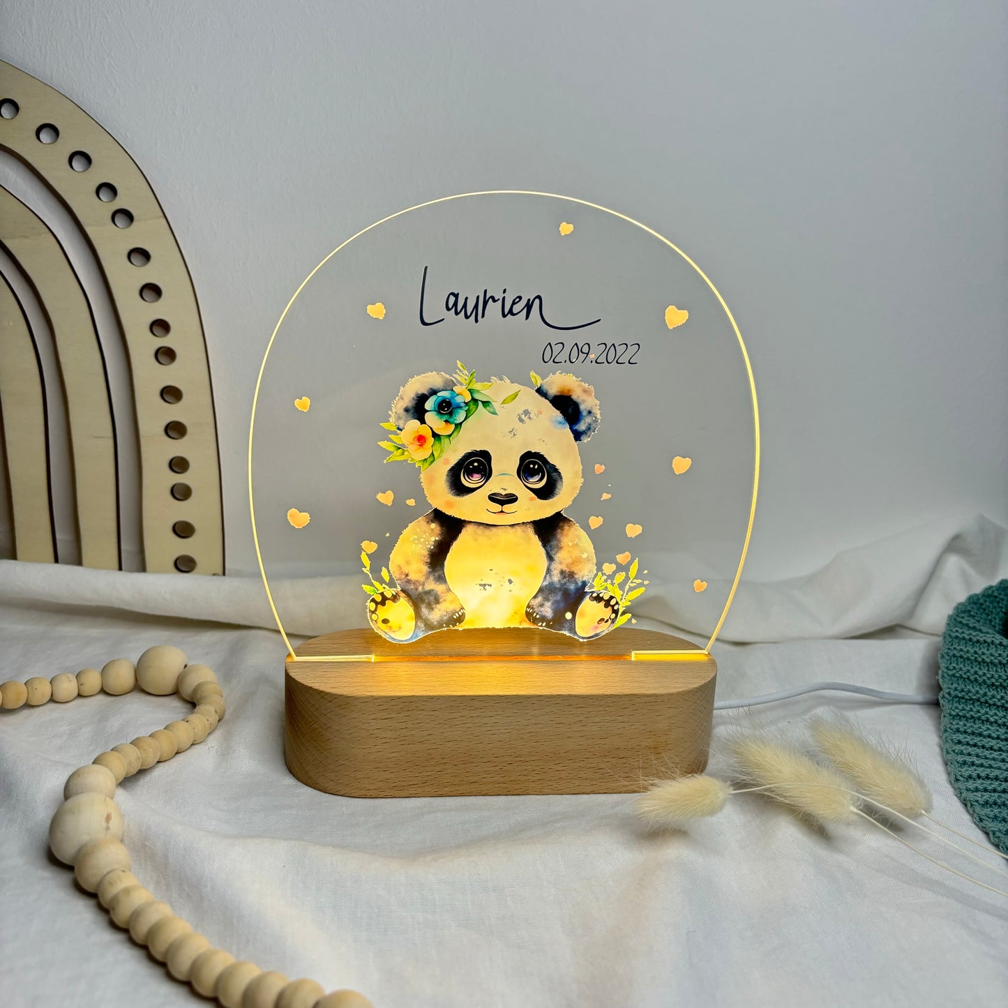 Nachtlampe personalisiert aus Acryl mit Motiv Panda I