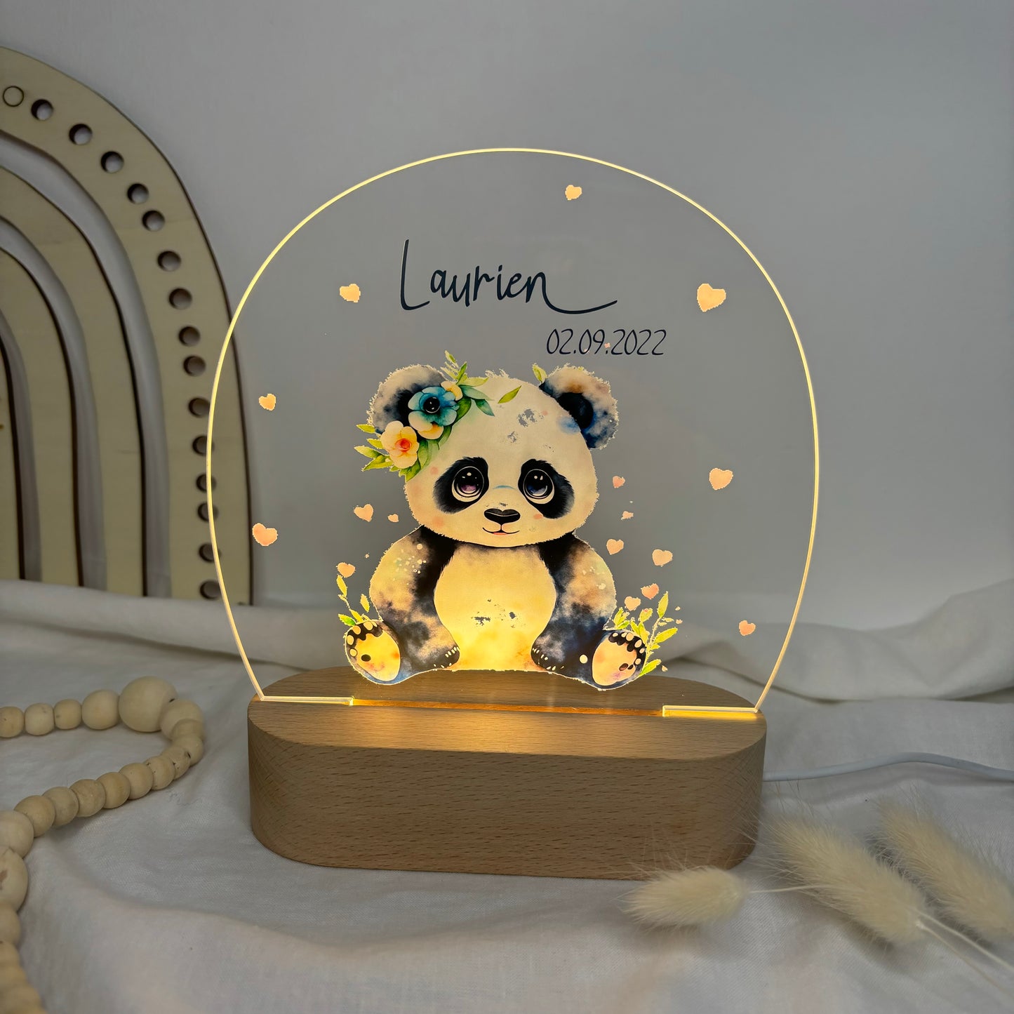 Nachtlampe personalisiert aus Acryl mit Motiv Panda I