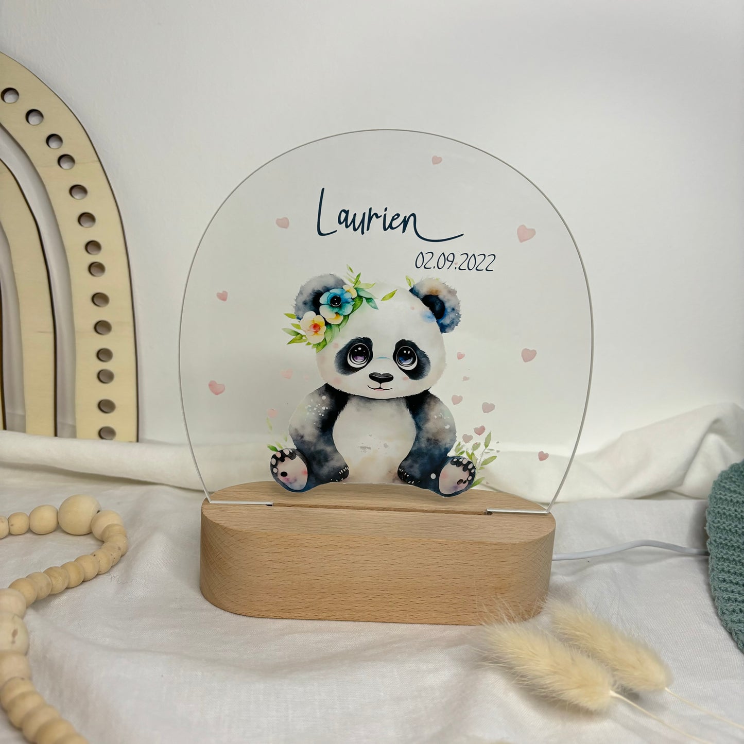 Nachtlampe personalisiert aus Acryl mit Motiv Panda I