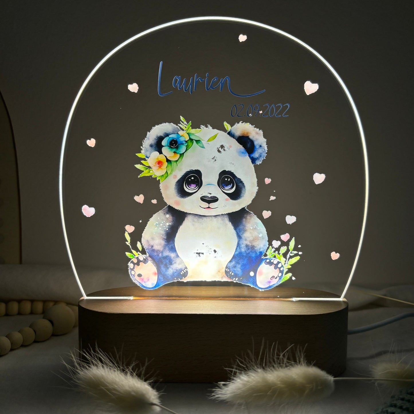 Nachtlampe personalisiert aus Acryl mit Motiv Panda I