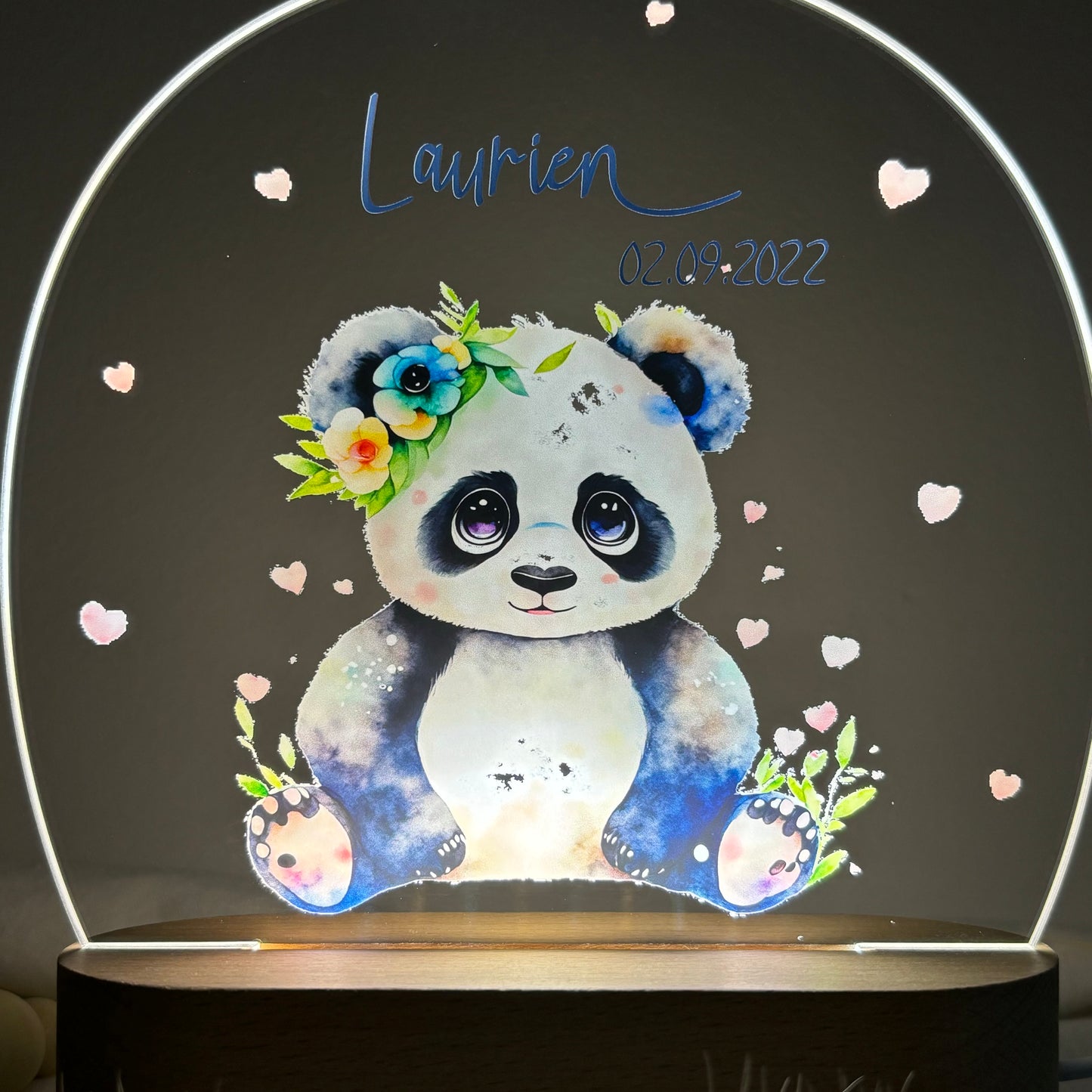 Nachtlampe personalisiert aus Acryl mit Motiv Panda I