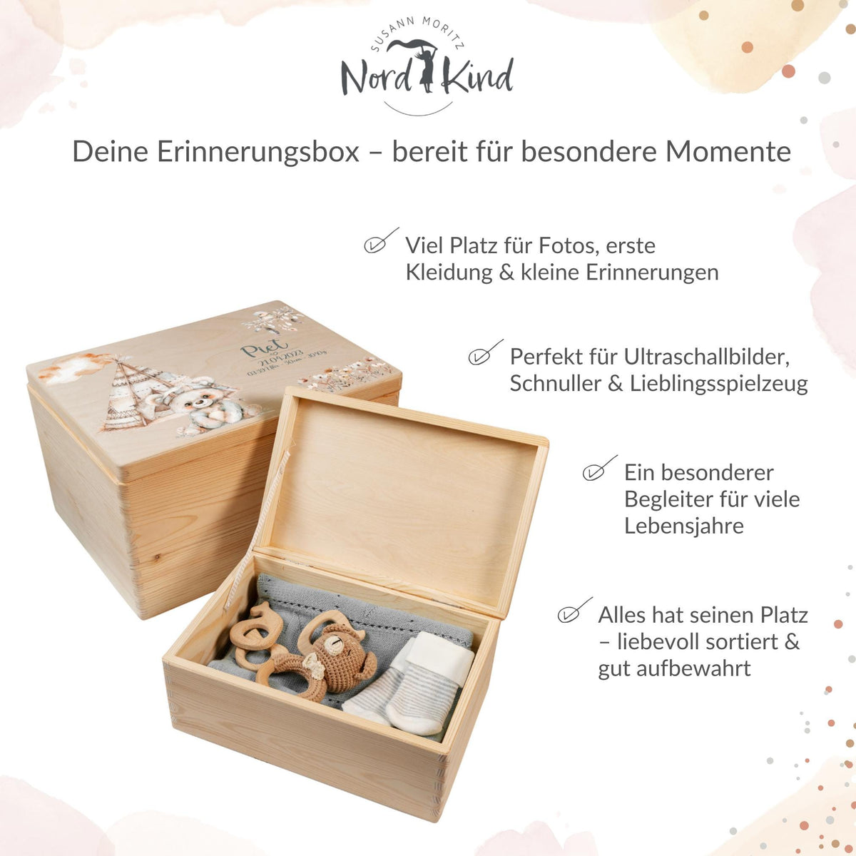 Erinnerungsbox aus Holz Motiv Boho 1, Produktbild 8