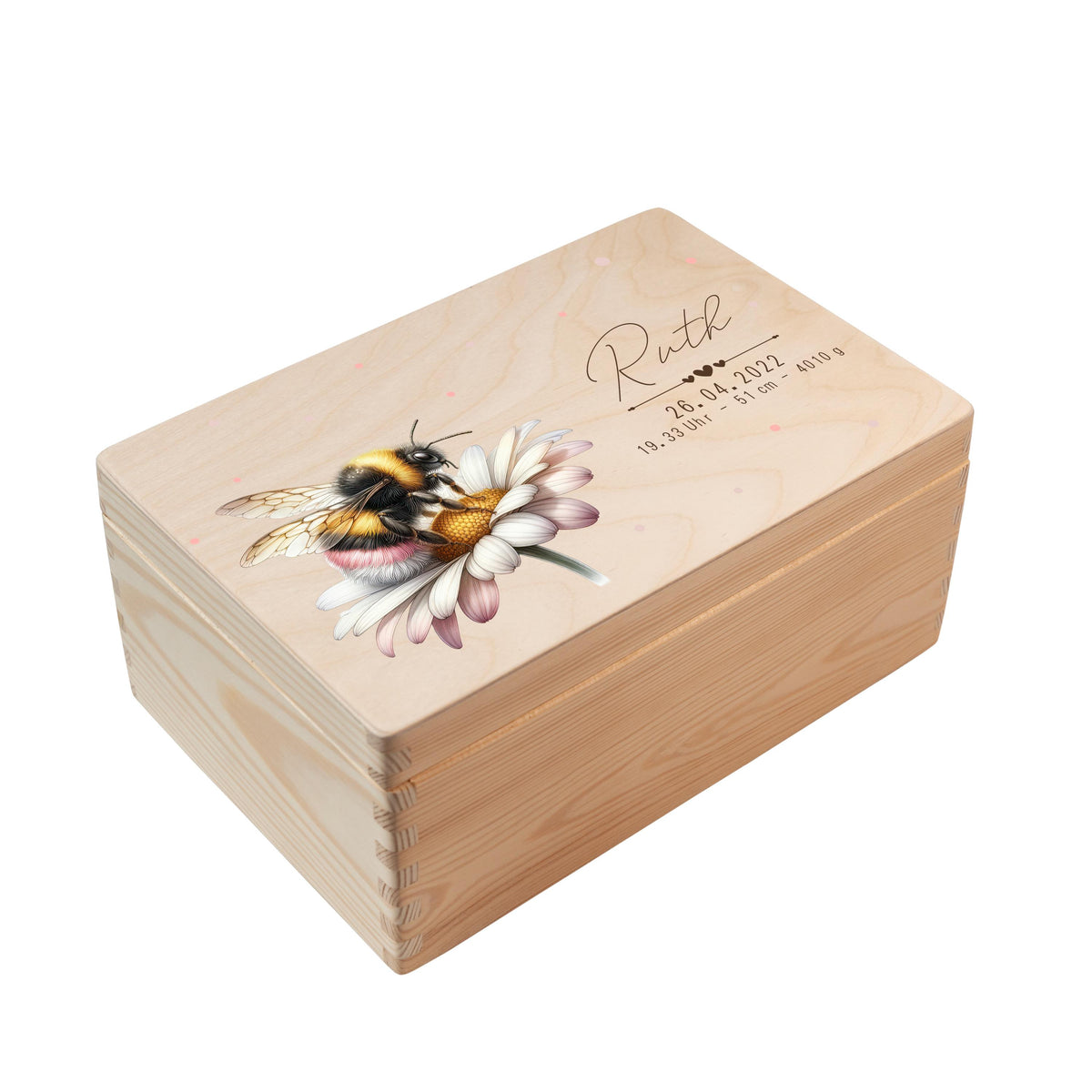 Erinnerungsbox aus Holz Motiv Hummel 1, Produktbild 5