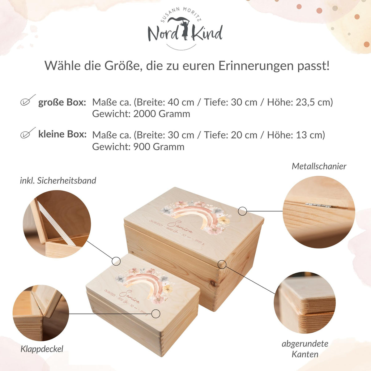 Erinnerungsbox aus Holz Motiv Regenbogen 2, Produktbild 10