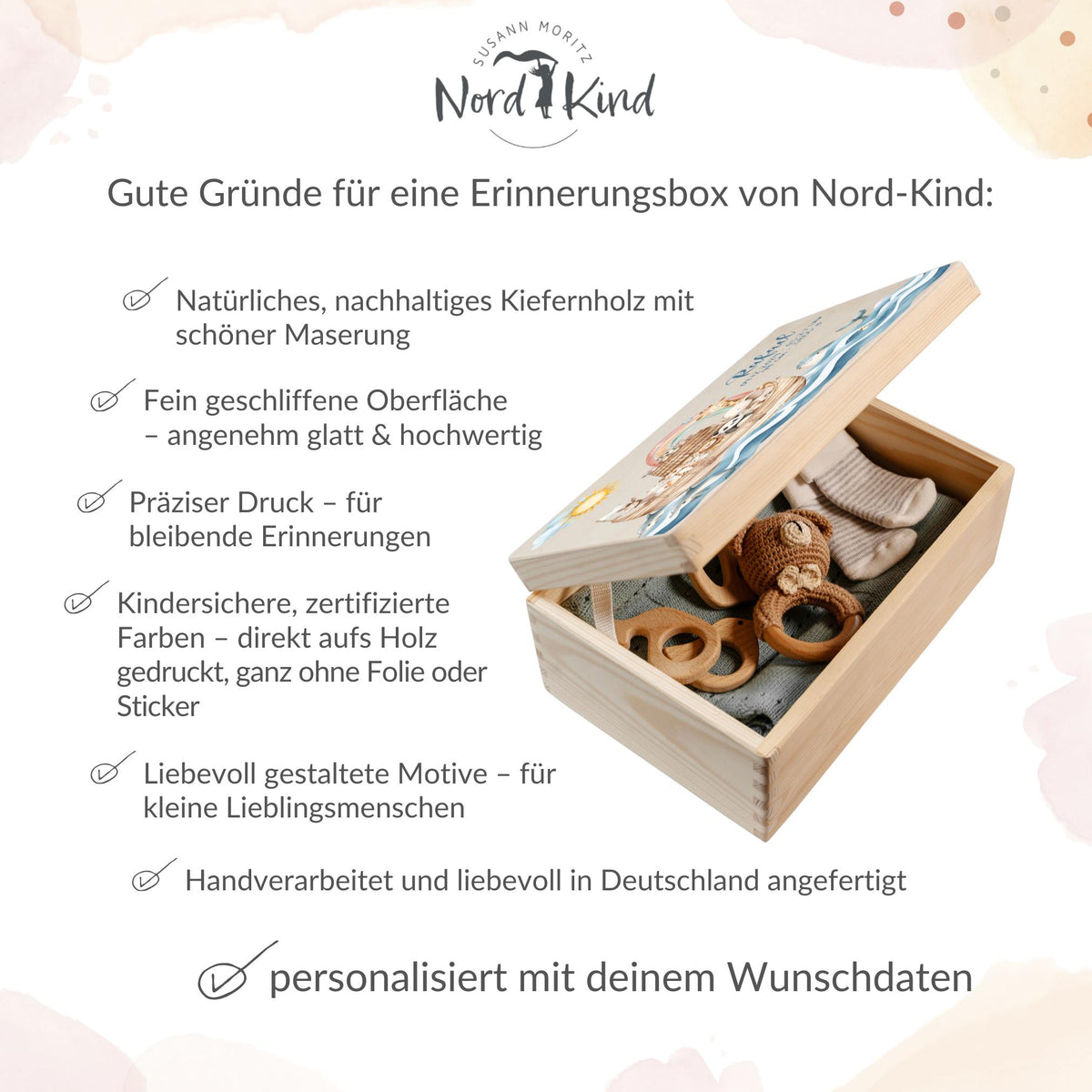 Erinnerungsbox aus Holz Motiv Tiere 5, Produktbild 9