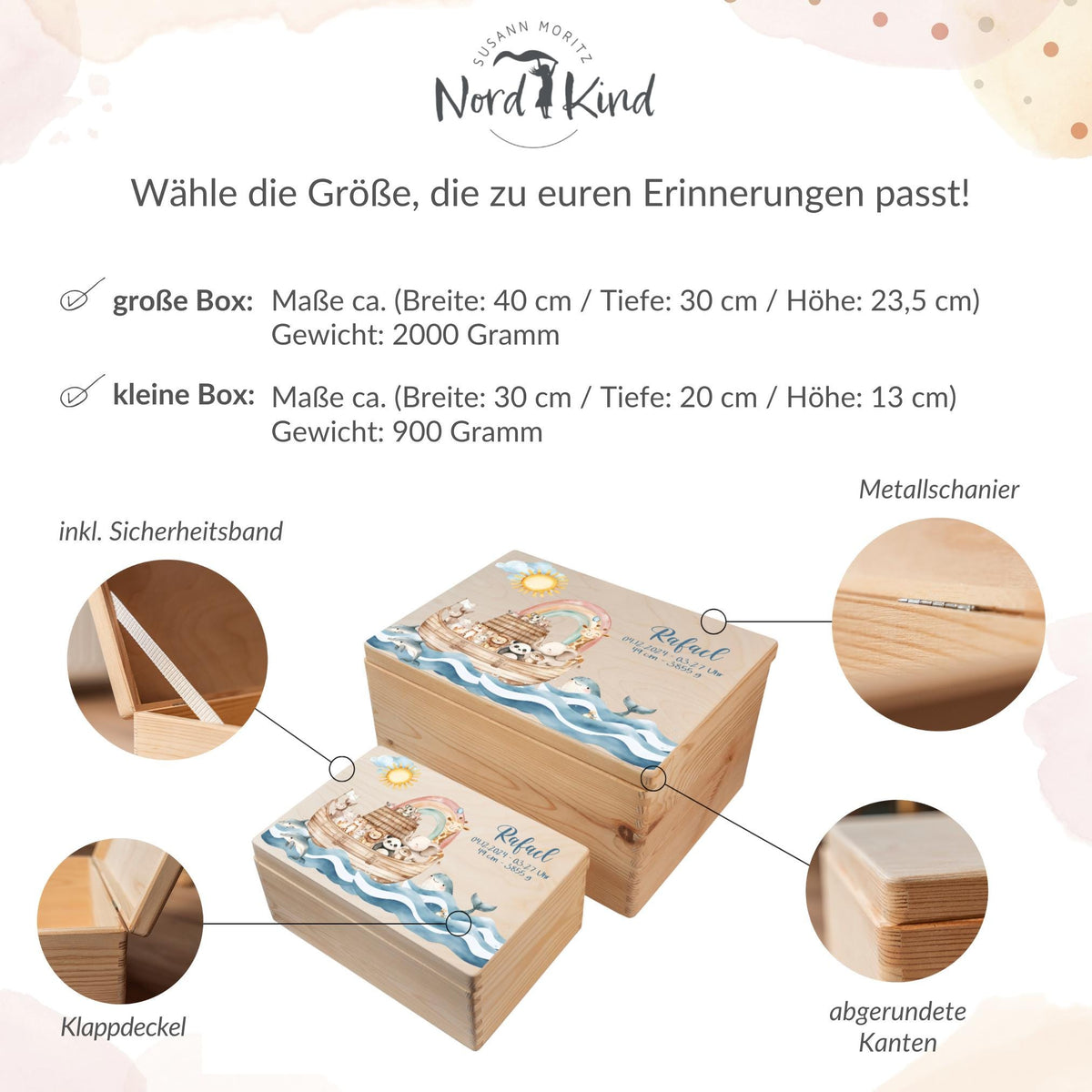 Erinnerungsbox aus Holz Motiv Tiere 5, Produktbild 10