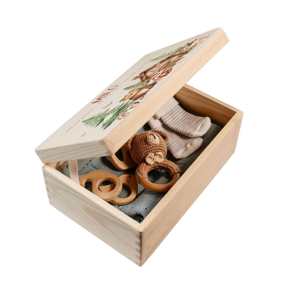 Erinnerungsbox aus Holz Motiv Waldtiere 2, Produktbild 3