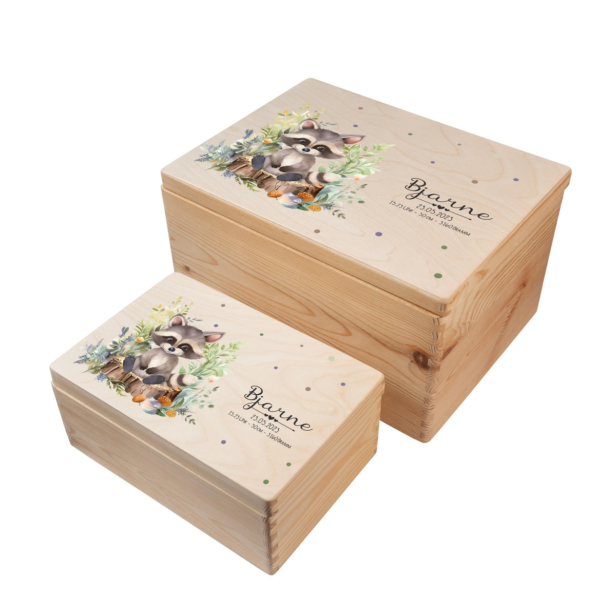 Erinnerungsbox aus Holz Motiv Waschbär 1, Produktbild 7