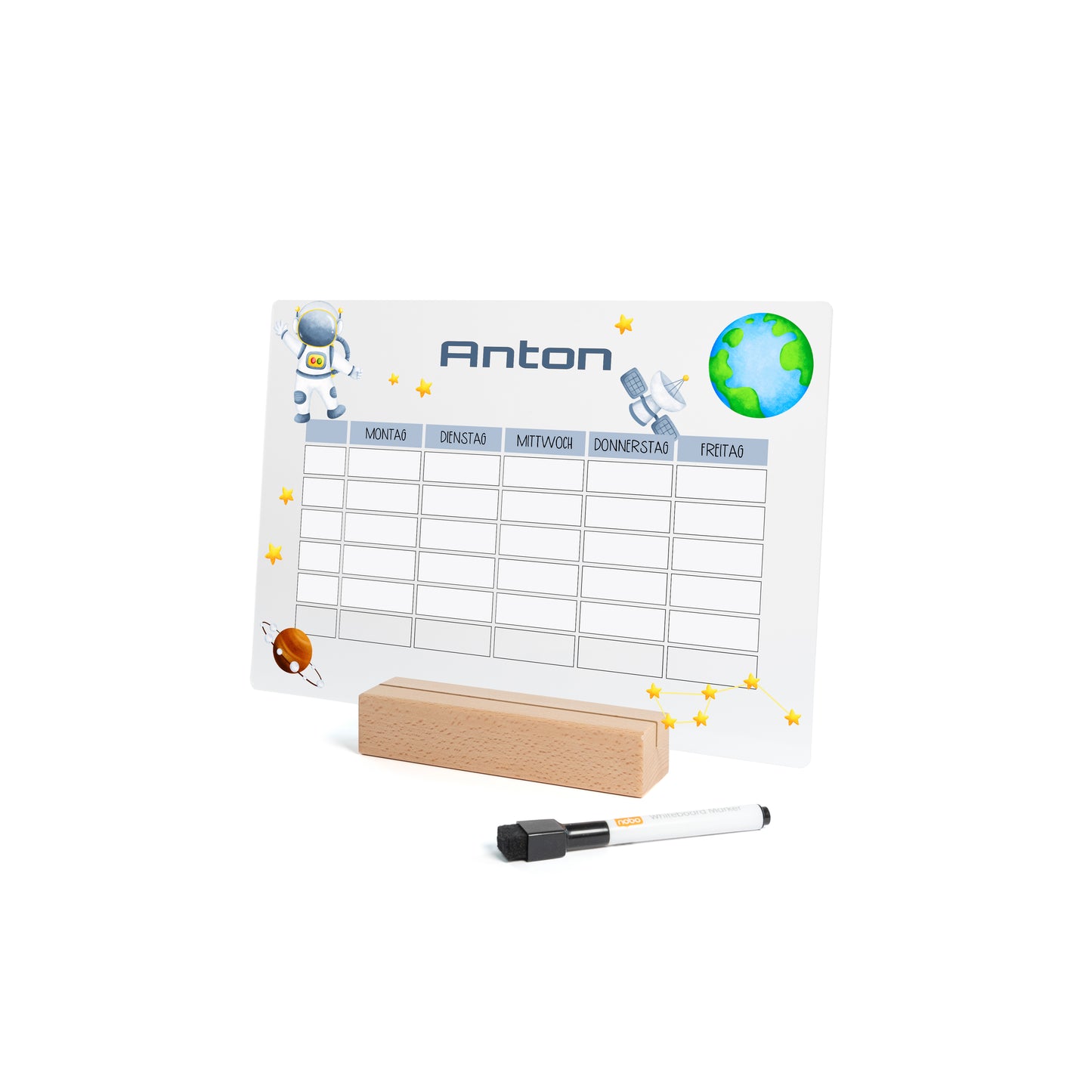 Stundenplan aus Acryl – personalisiert mit Namen (Astronaut 2)
