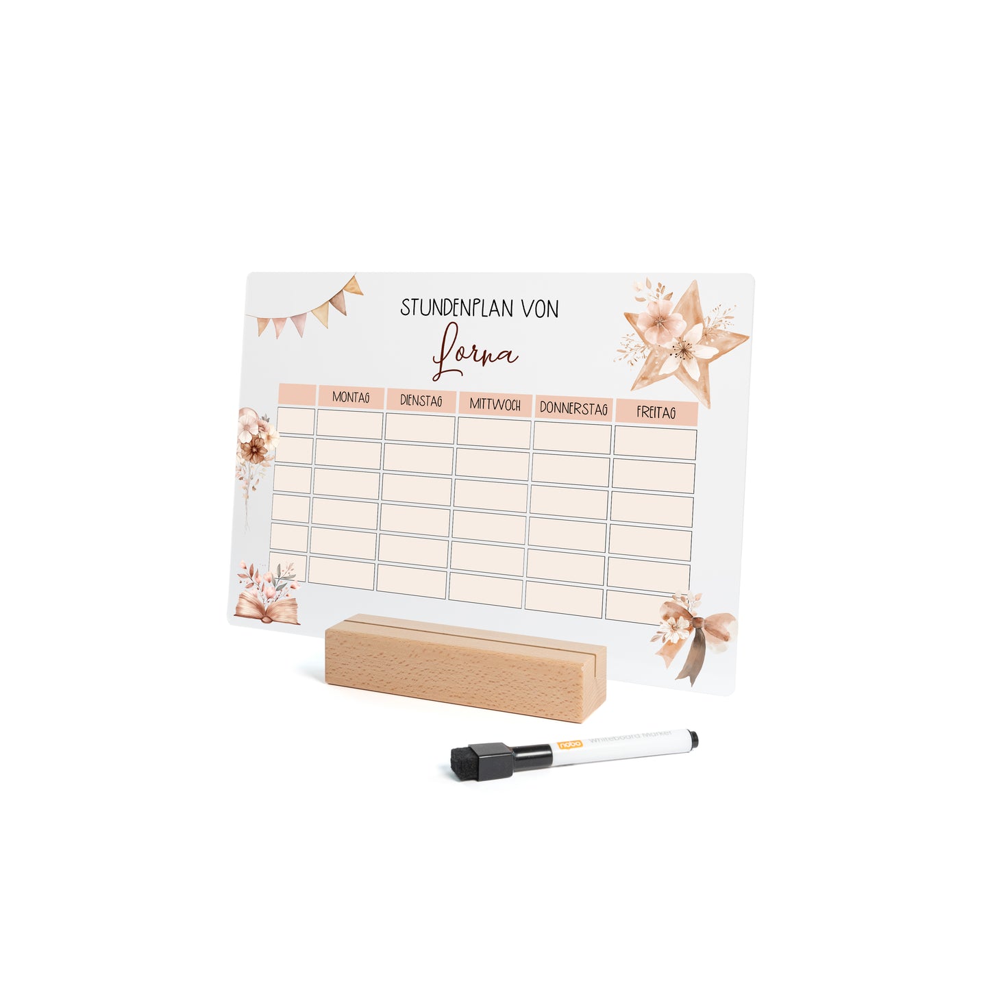 Stundenplan aus Acryl – personalisiert mit Namen (Boho 1)