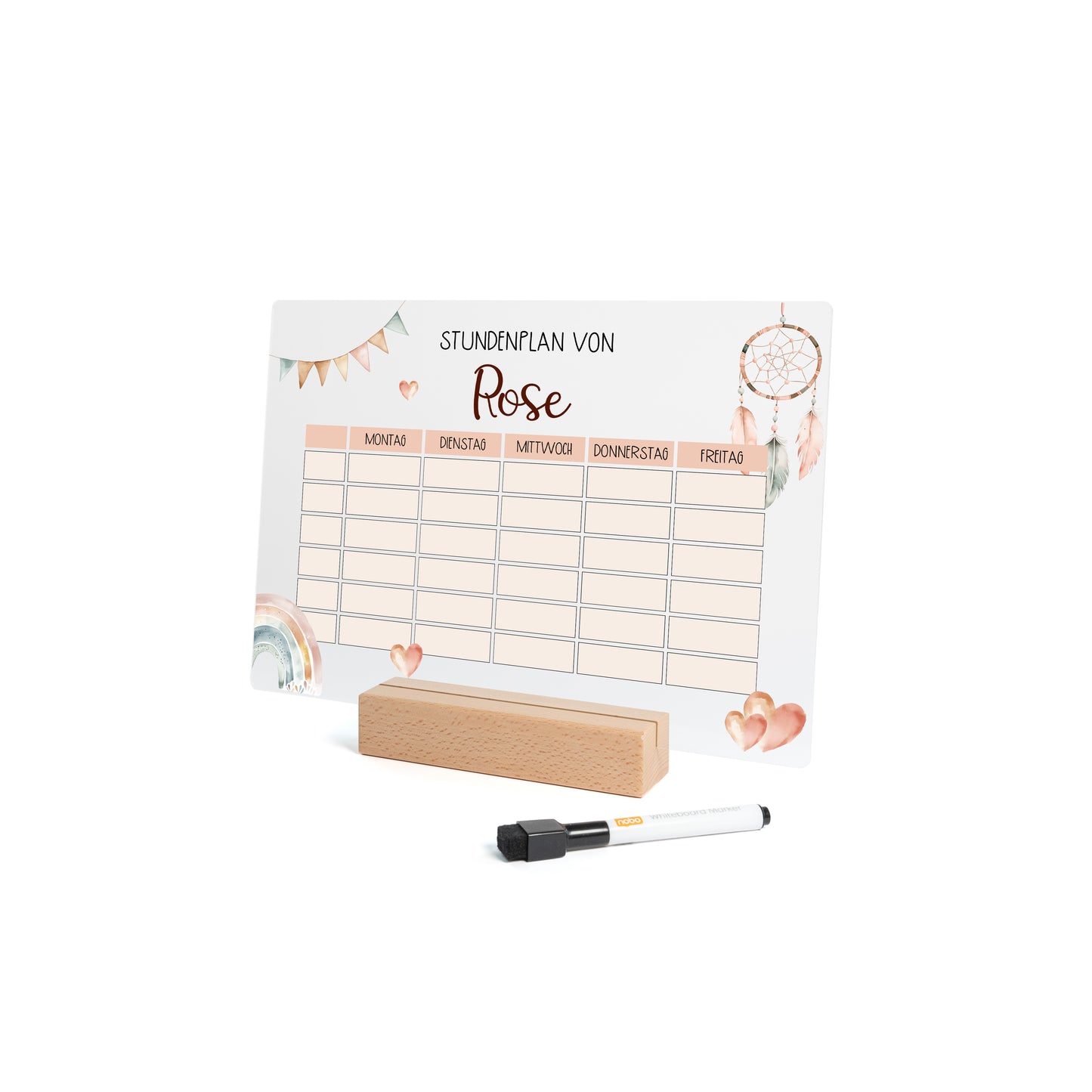 Stundenplan aus Acryl – personalisiert mit Namen (Boho 2)