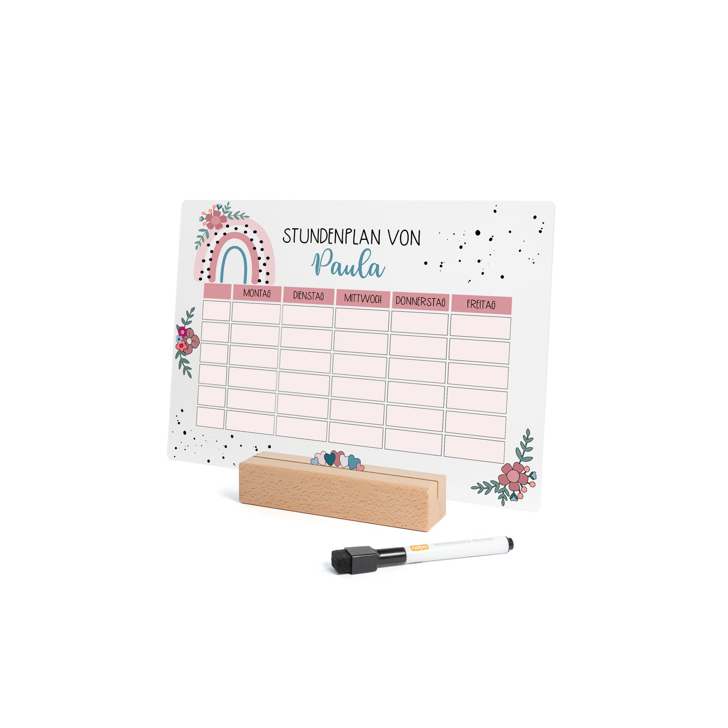 Stundenplan aus Acryl – personalisiert mit Namen (Regenbogen 1)
