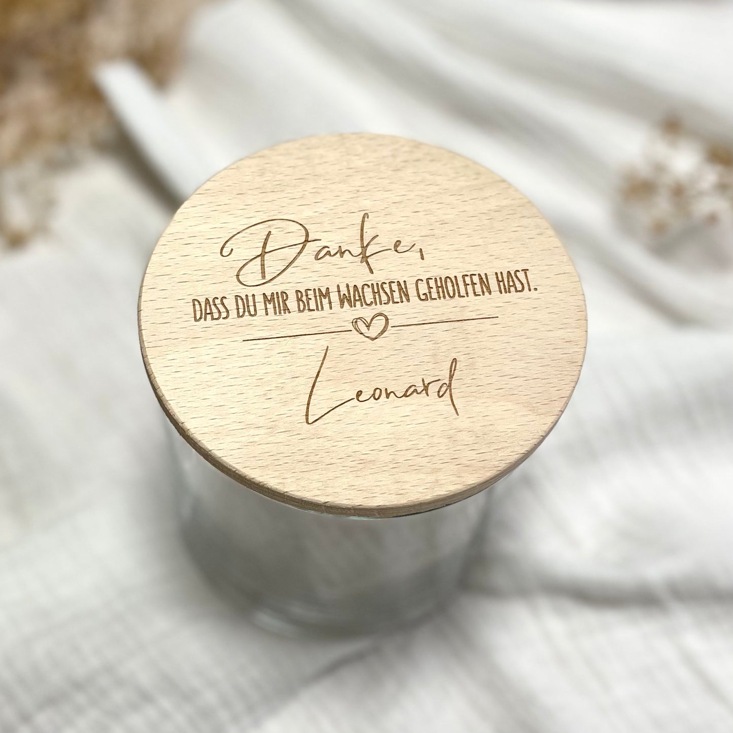 Vorratsglas Danke, dass du mir beim Wachsen geholfen hast + Name personalisiert