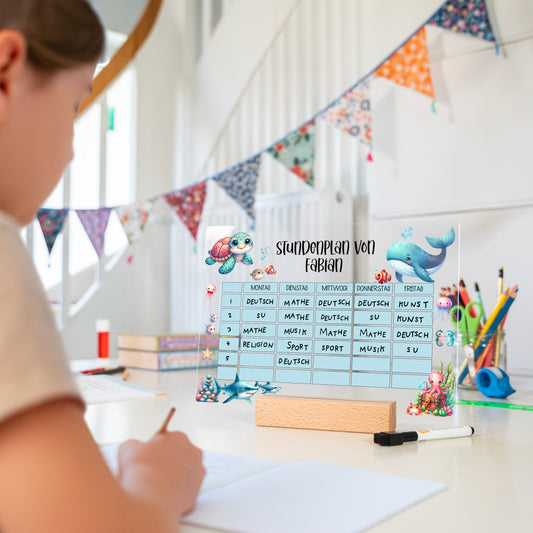 Stundenplan aus Acryl – personalisiert mit Namen (Unterwasserwelt 1)