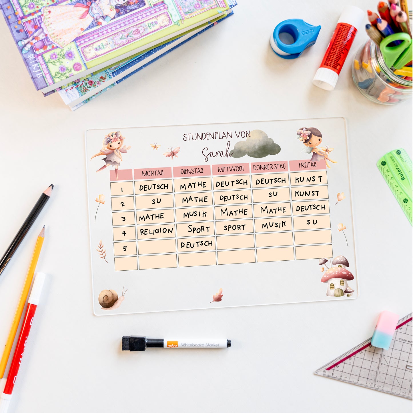 Stundenplan aus Acryl – personalisiert mit Namen (Fee 1)