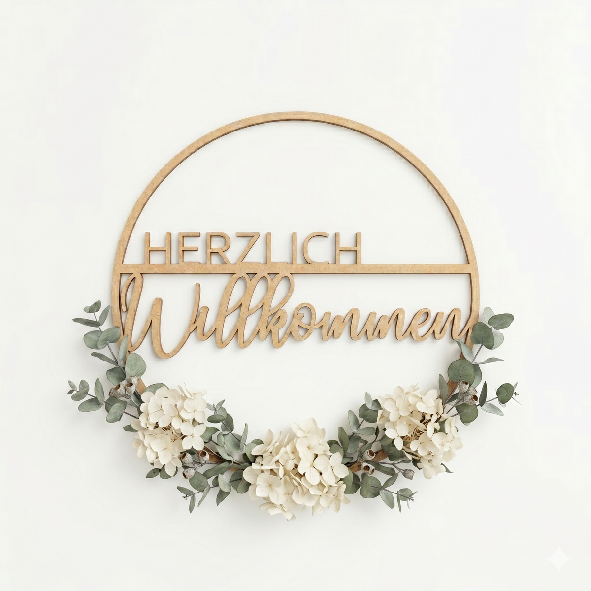 3D-Schriftzug "Kranz Herzlich Willkommen II" Wandkranz Türkranz Hoop