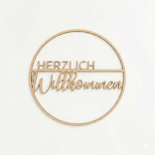 3D-Schriftzug "Kranz Herzlich Willkommen II" Wandkranz Türkranz Hoop
