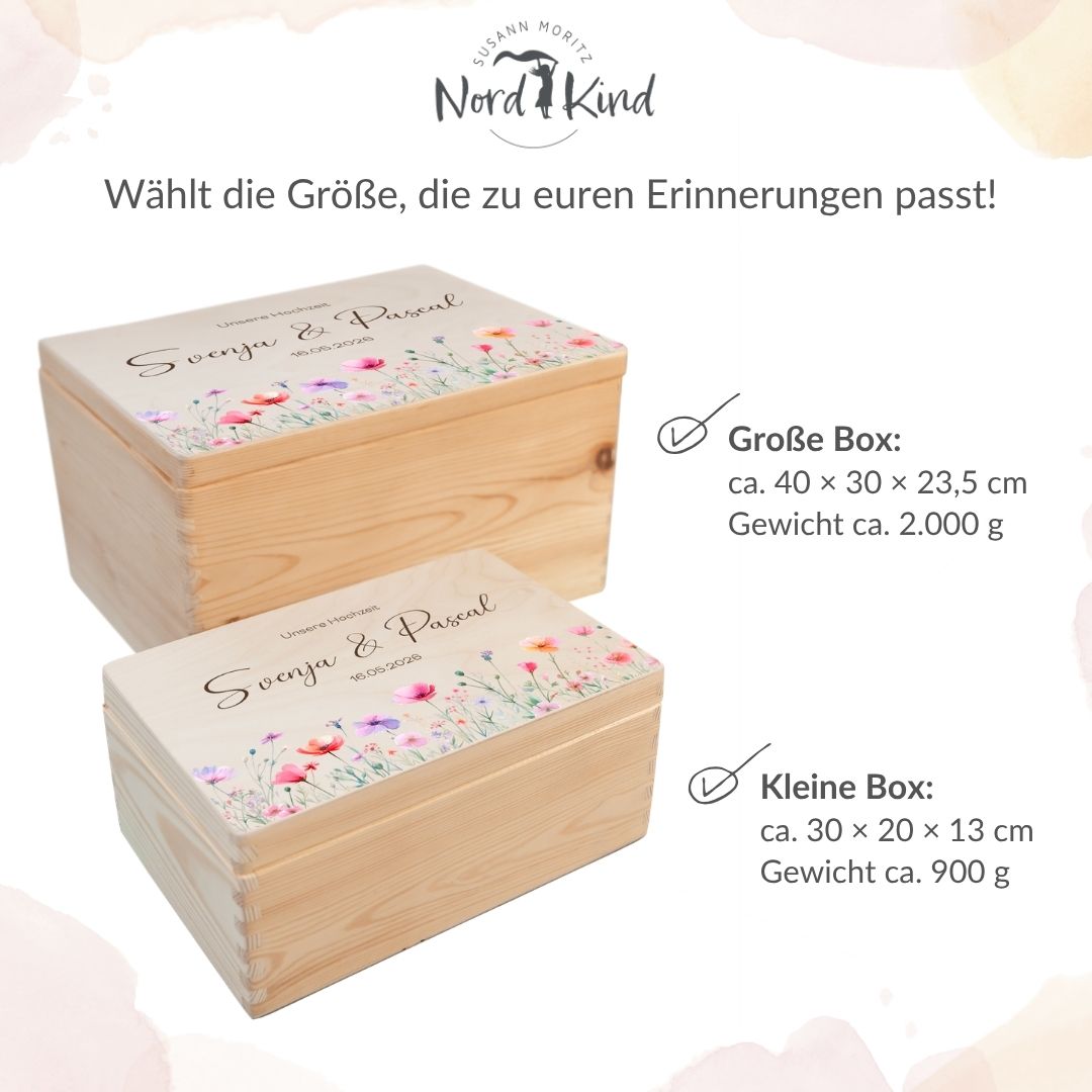 Erinnerungsbox Hochzeit in zwei Größen 30 x 20 x 13 cm und 40 x 30 x 23,5 cm