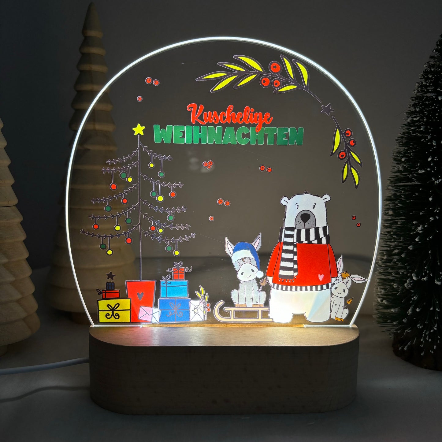 Nachtlampe personalisiert aus Acryl mit Motiv Weihnachten I