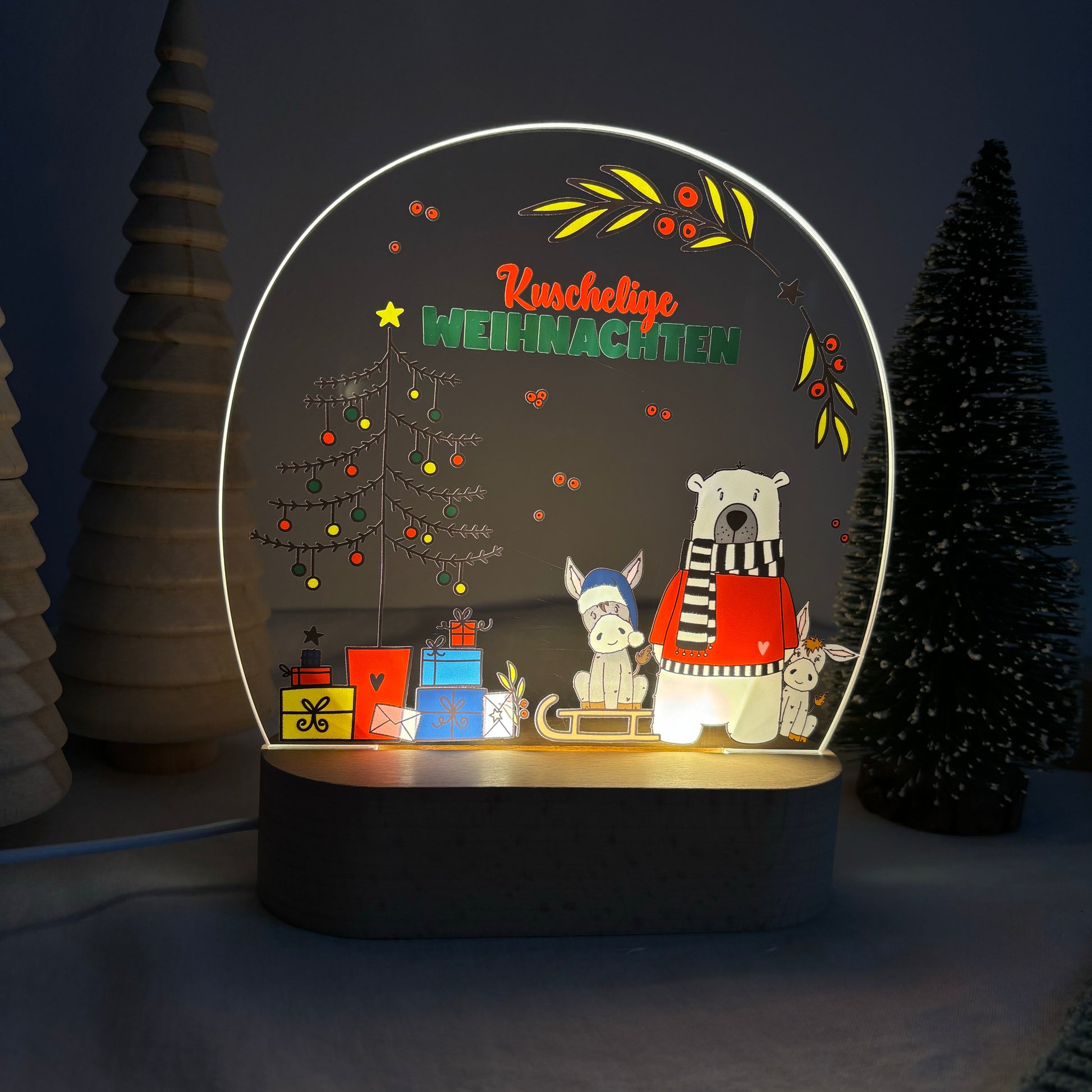 Nachtlampe personalisiert aus Acryl mit Motiv Weihnachten I