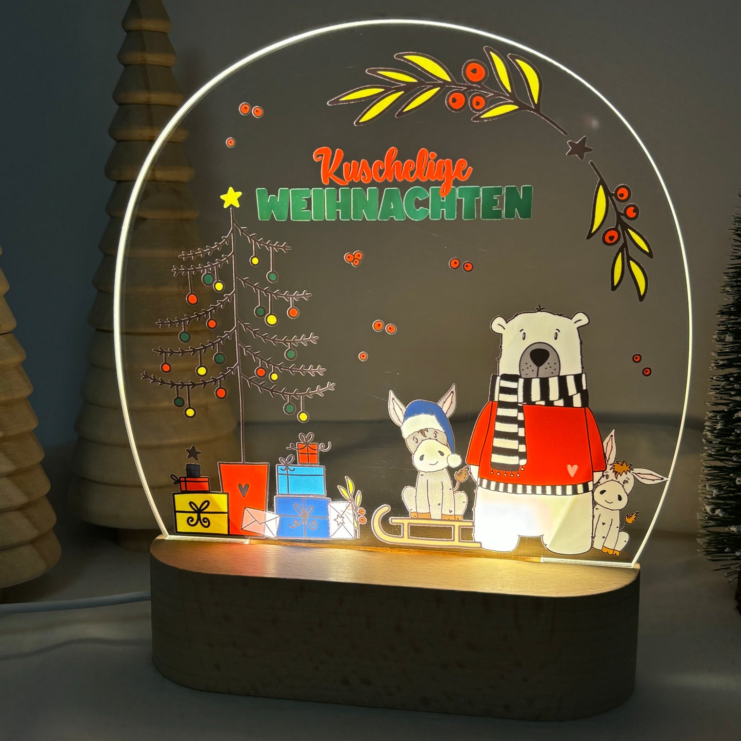 Nachtlampe personalisiert aus Acryl mit Motiv Weihnachten I