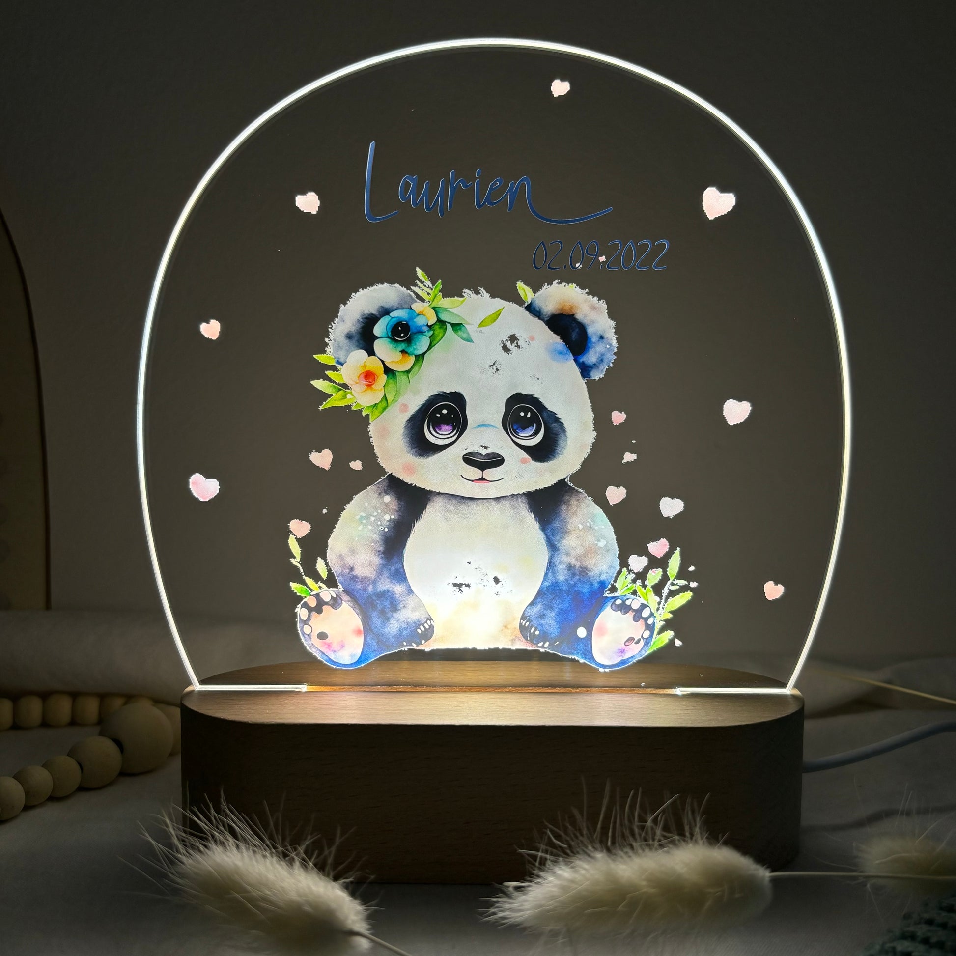 Nachtlampe personalisiert aus Acryl mit Motiv Panda I