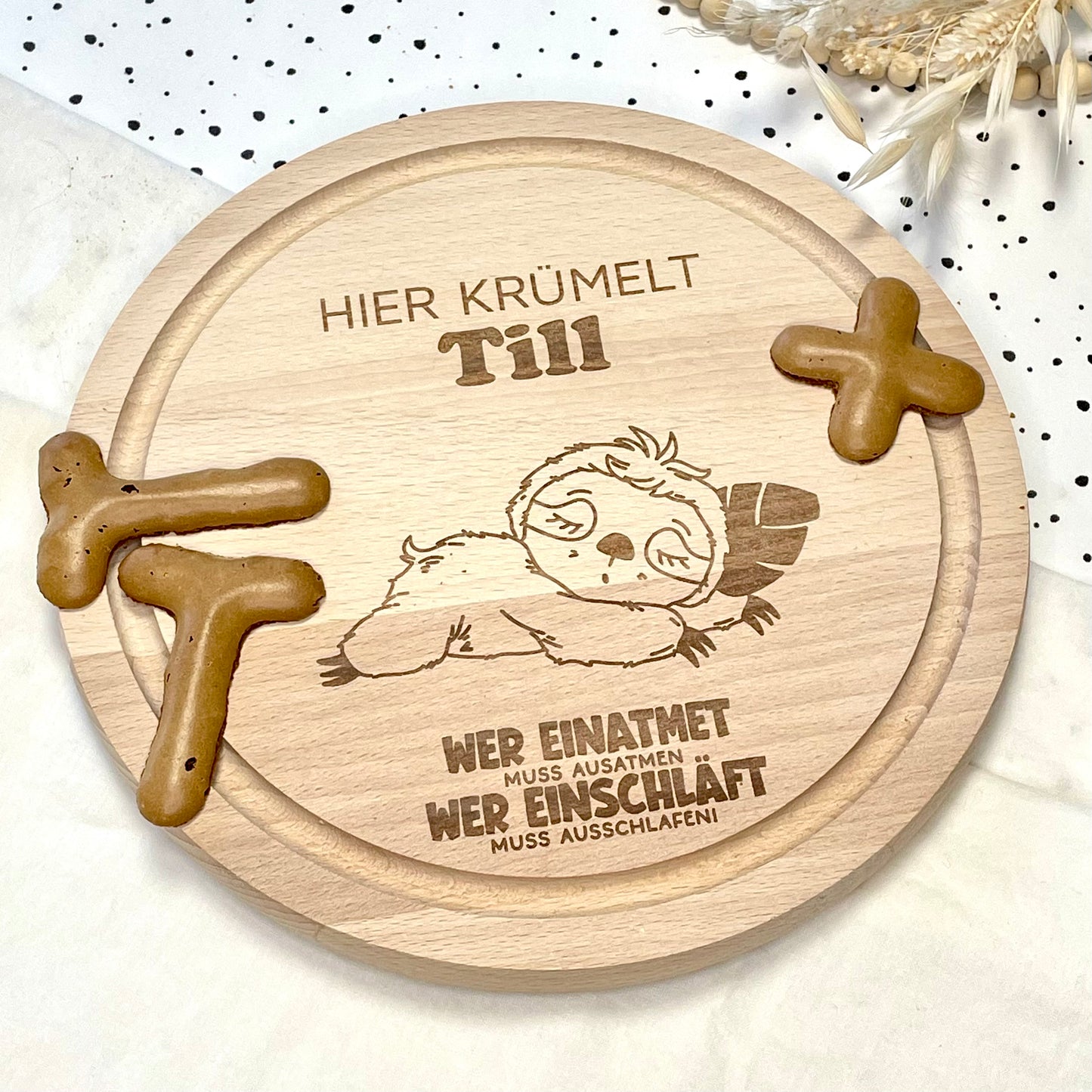 personalisiertes Frühstücksbrett Faultier I