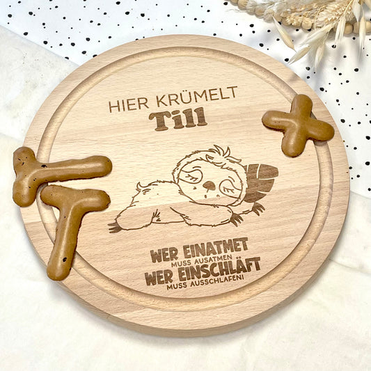 personalisiertes Frühstücksbrett Faultier I