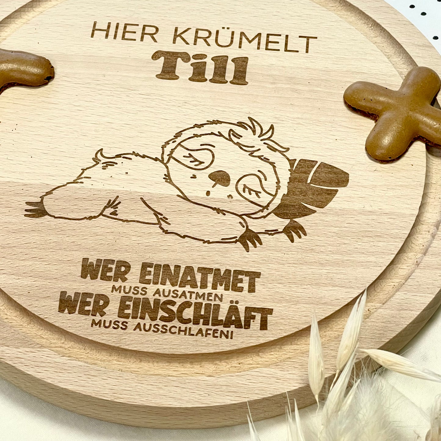 personalisiertes Frühstücksbrett Faultier I