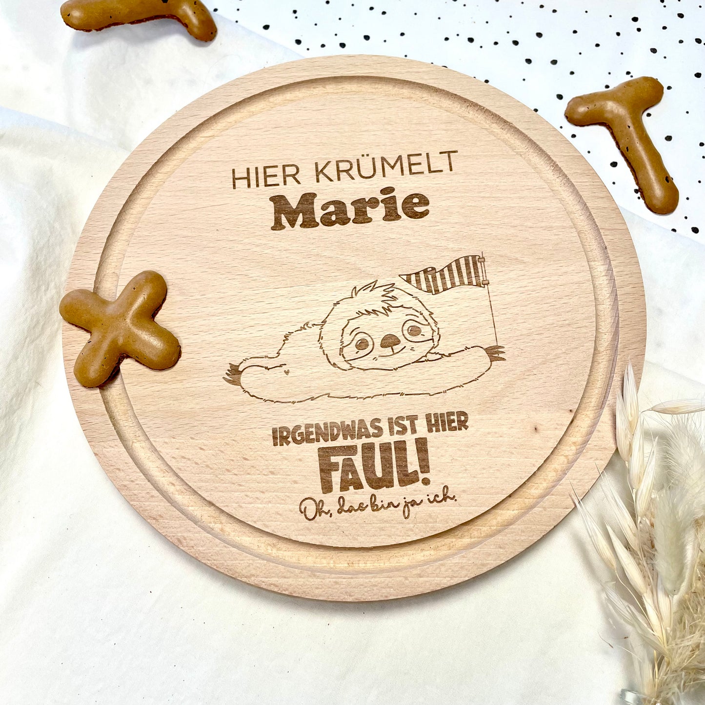 personalisiertes Frühstücksbrett Faultier II