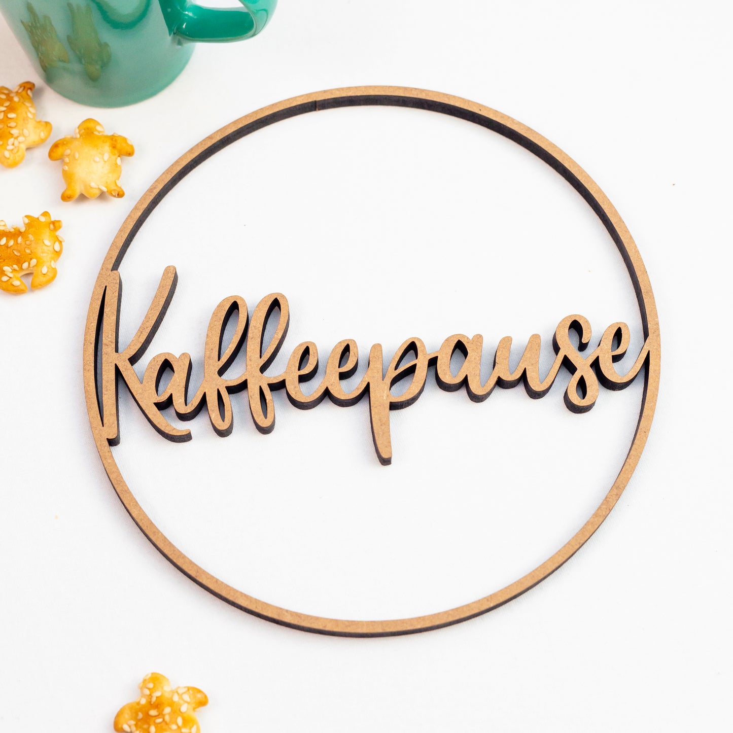 3D-Schriftzug "Kranz Kaffeepause" Wandkranz Türkranz Hoop