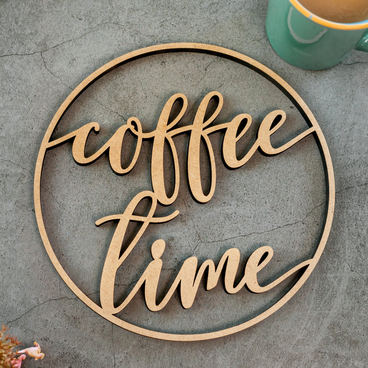 3D-Schriftzug "Kranz coffee time" Wandkranz Türkranz Hoop