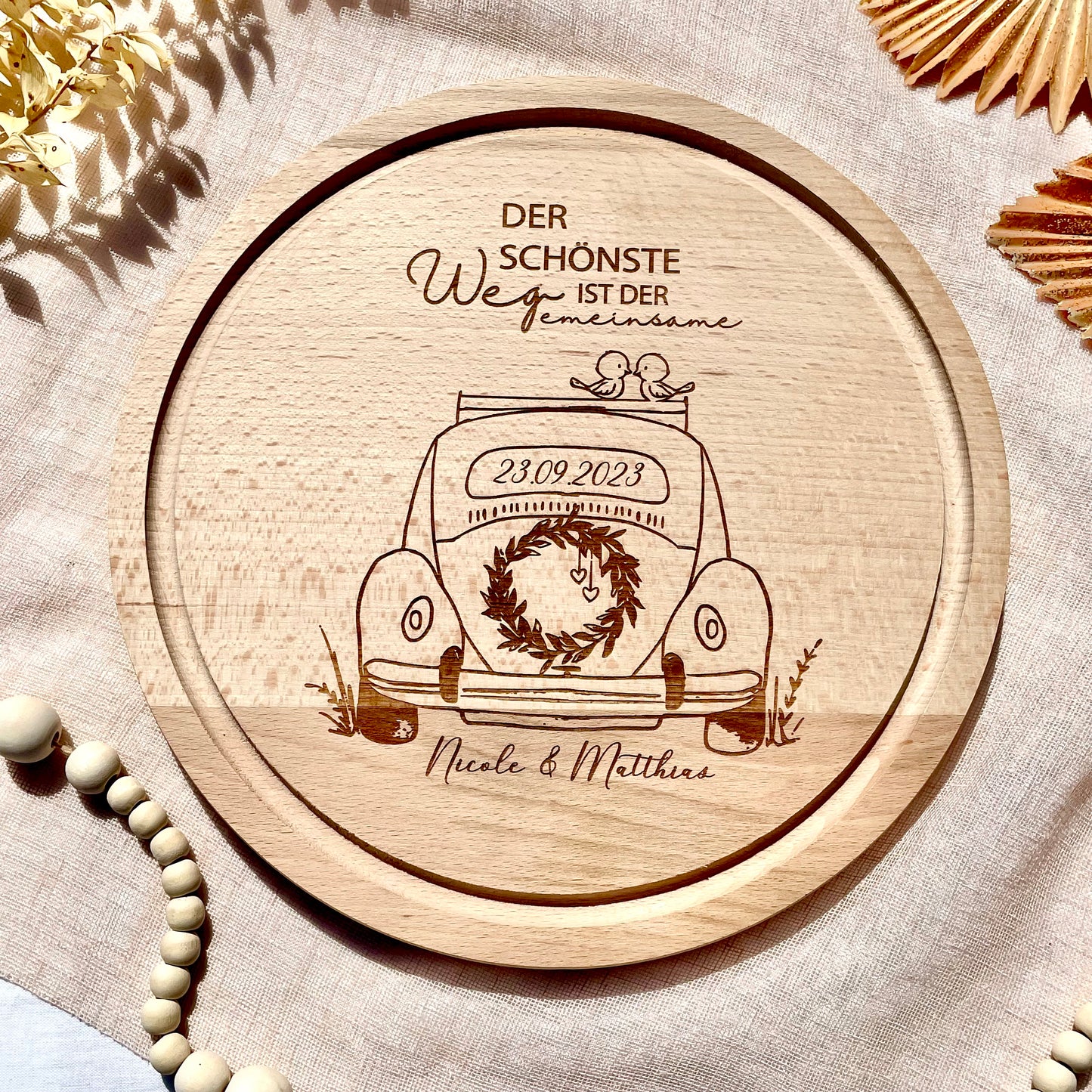 personalisiertes Frühstücksbrett Hochzeit Der schönste Weg ist … + Namen