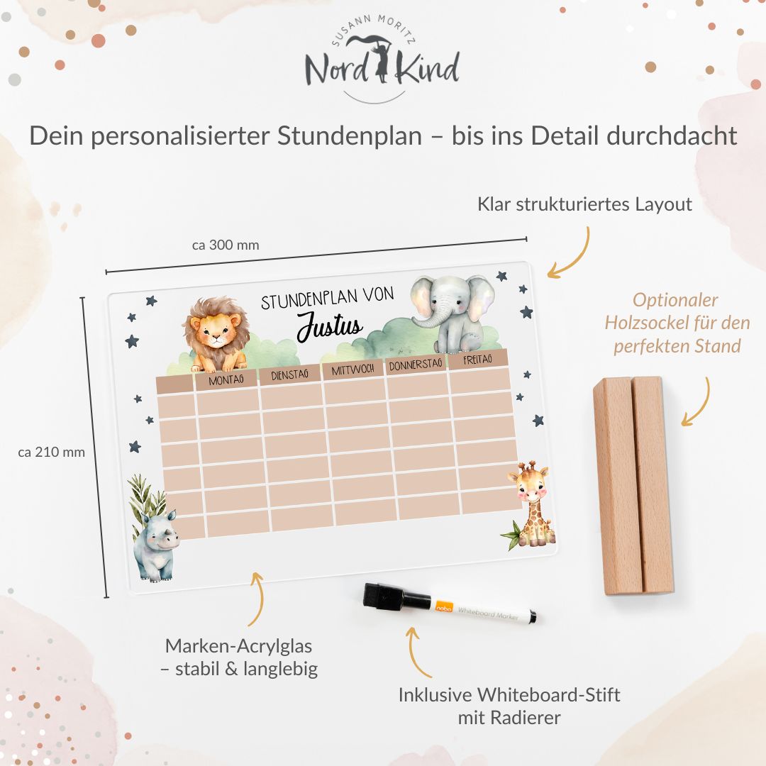 Stundenplan aus Acryl – personalisiert mit Namen (Safari)