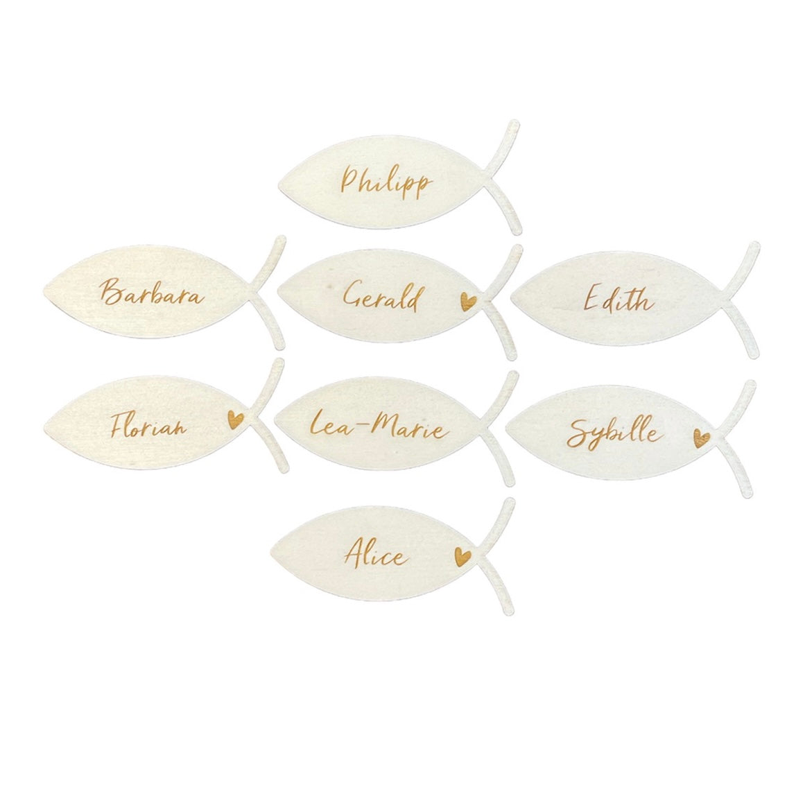 Namensschild Fisch | Platzkarte | Tischkarten | Deko | Konfirmation | Kommunion | Firmung | Taufe | Geburtstag | personalisiert | Holz nord-kind Susann Moritz