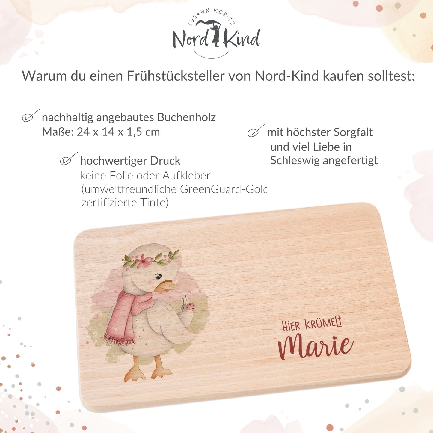 Personalisiertes Frühstücksbrettchen Gans II