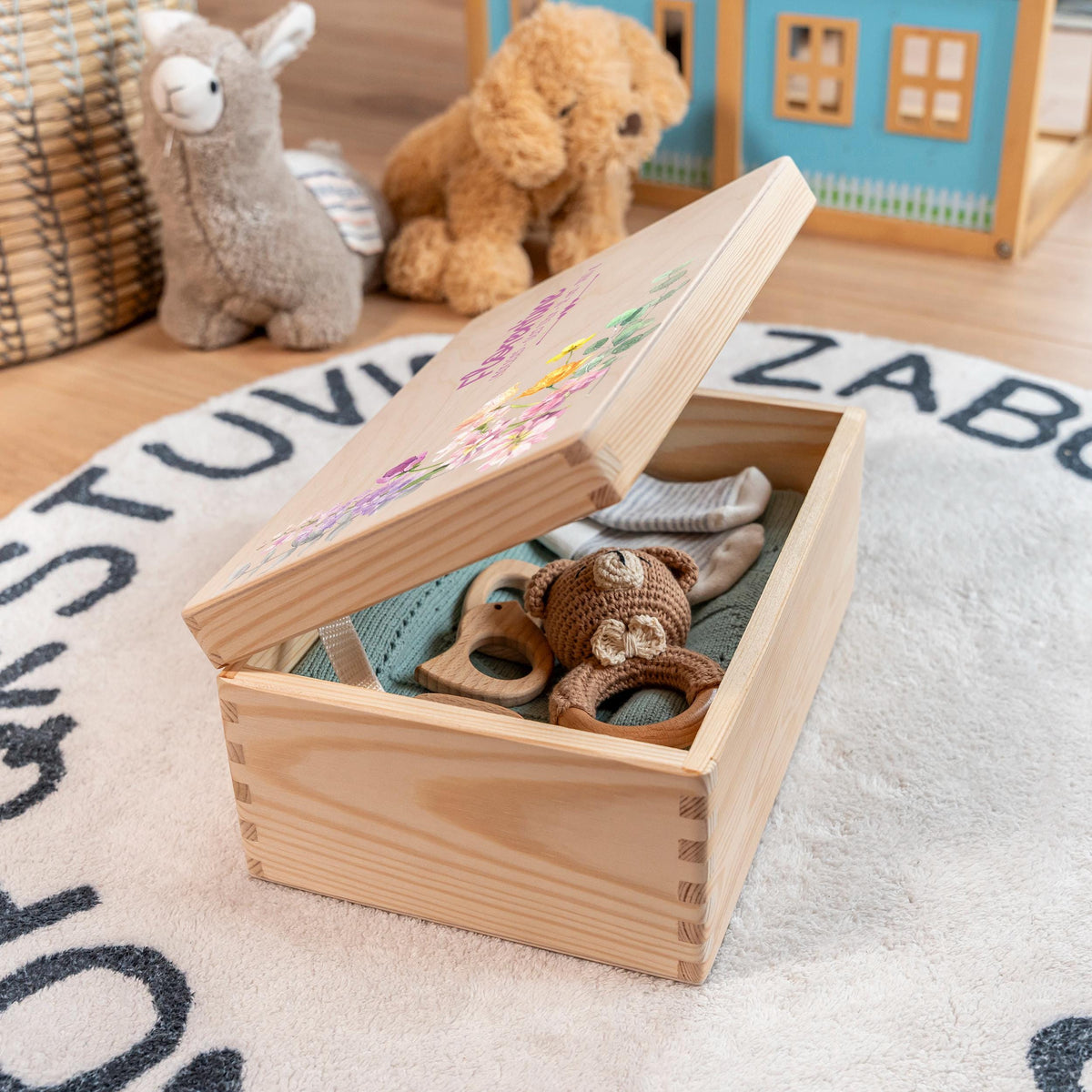 Erinnerungsbox aus Holz Motiv Blume 1, Produktbild 2