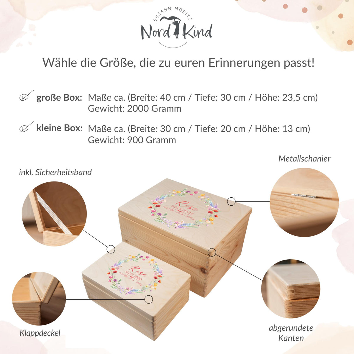 Erinnerungsbox aus Holz Motiv Blume 2, Produktbild 10