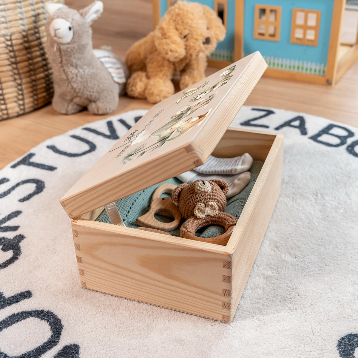 Erinnerungsbox aus Holz Motiv Dinowelt 1, Produktbild 2