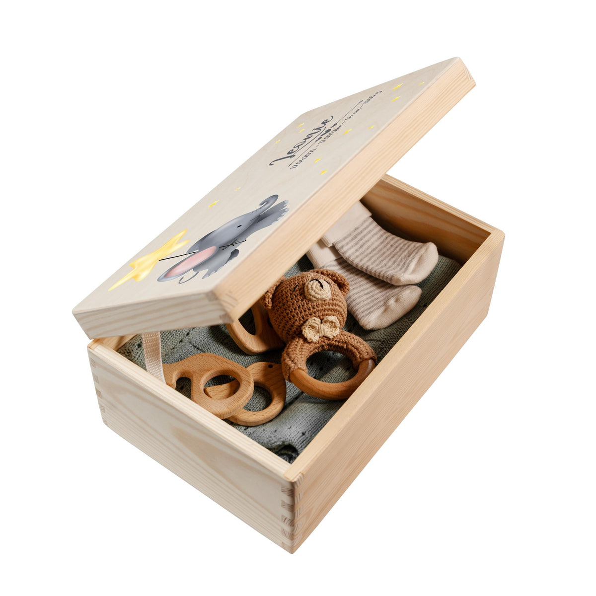 Erinnerungsbox aus Holz Motiv Elefant 3, Produktbild 3