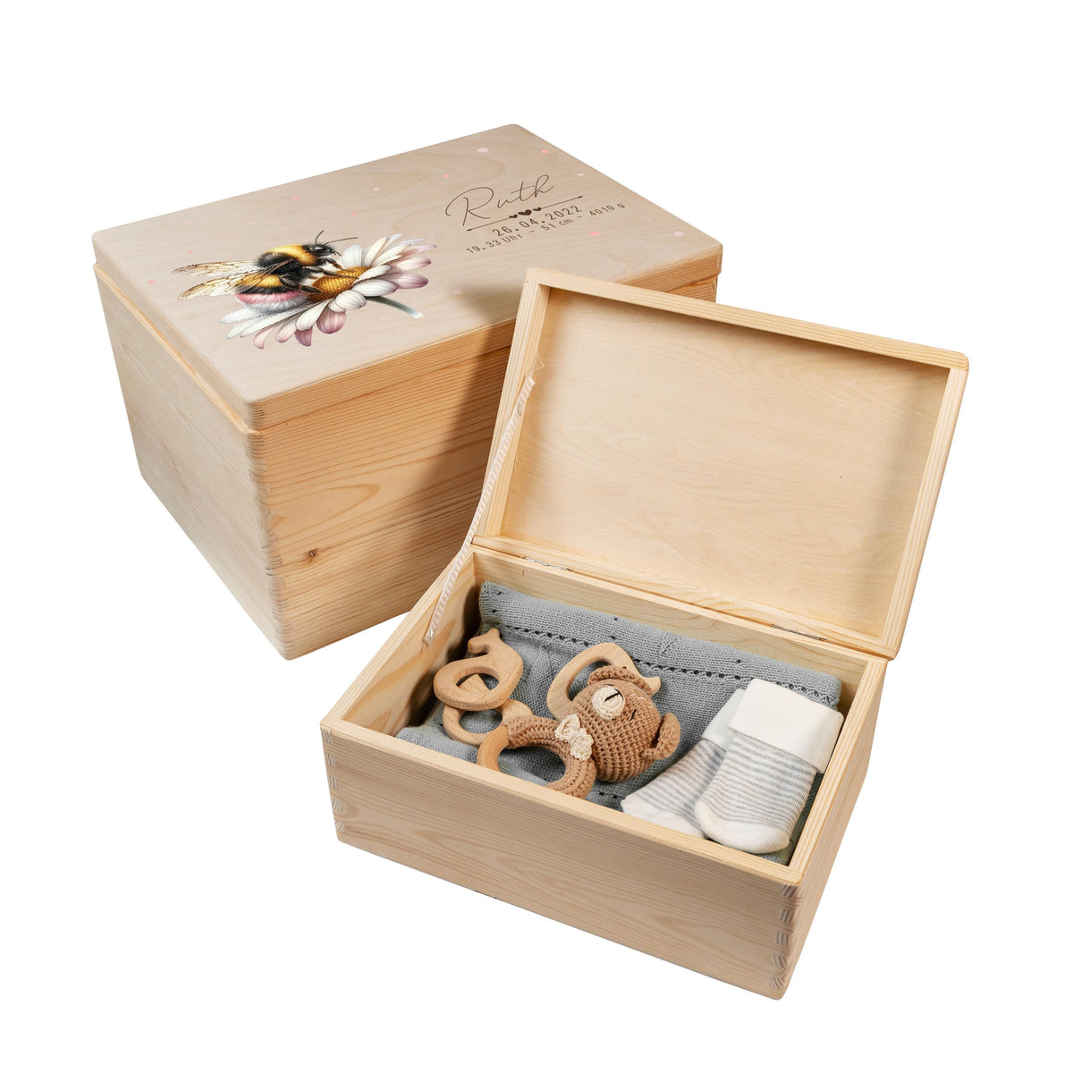 Erinnerungsbox aus Holz Motiv Hummel 1, Produktbild 6