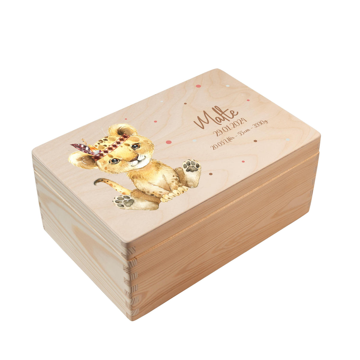 Erinnerungsbox aus Holz Motiv Löwe 1, Produktbild 5