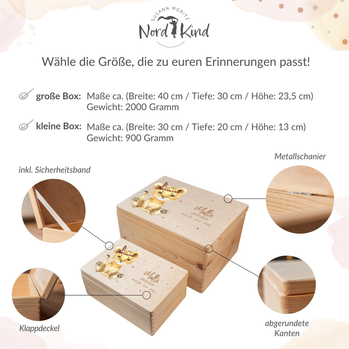 Erinnerungsbox aus Holz Motiv Löwe 1, Produktbild 10