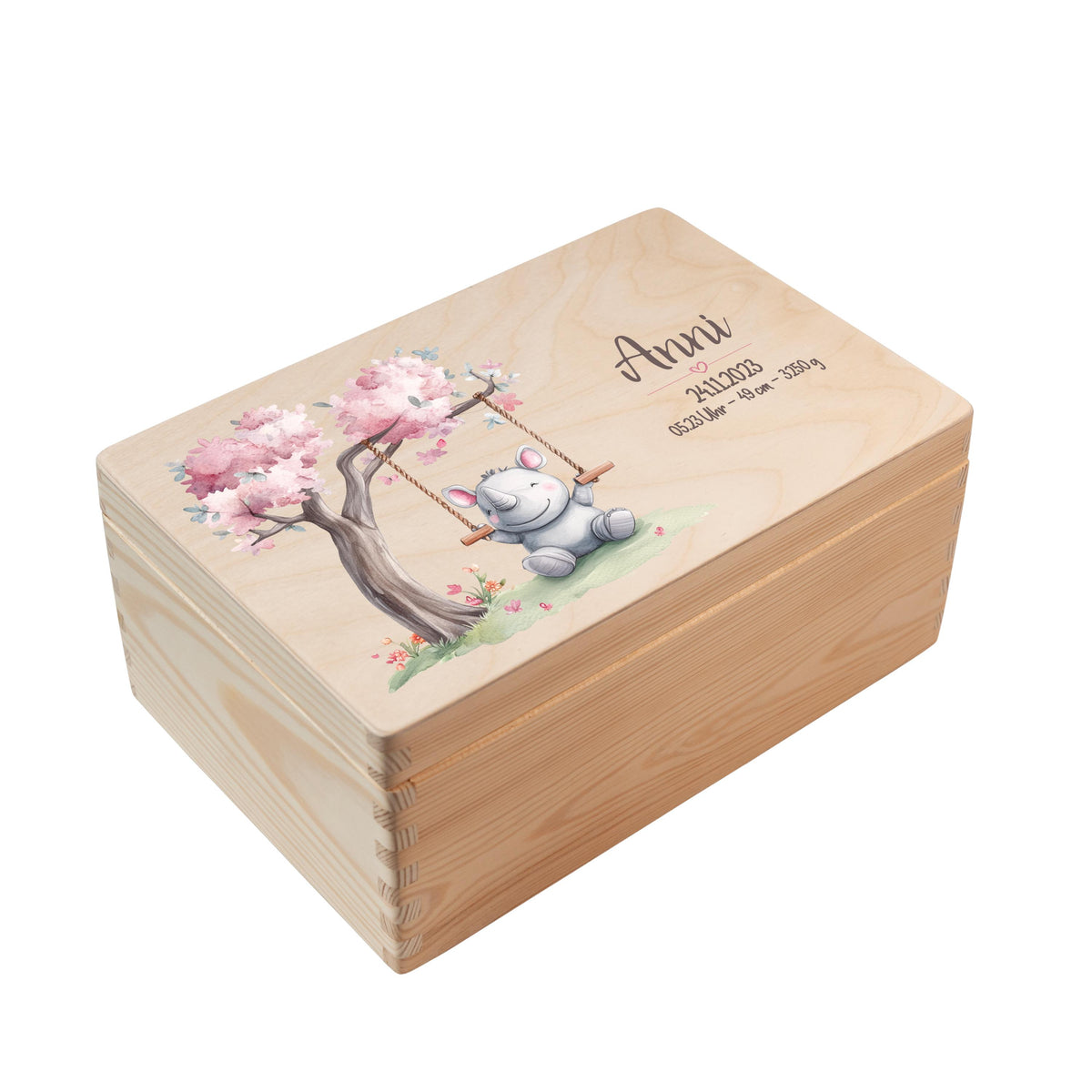 Erinnerungsbox aus Holz Motiv Nashorn 1, Produktbild 5