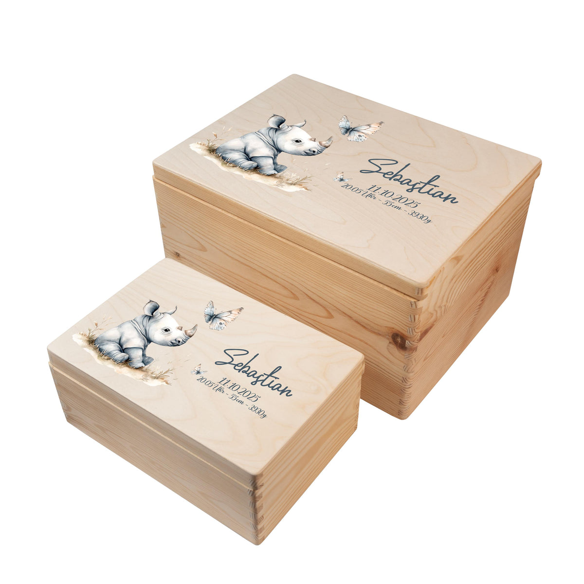 Erinnerungsbox aus Holz Motiv Nashorn 2, Produktbild 7