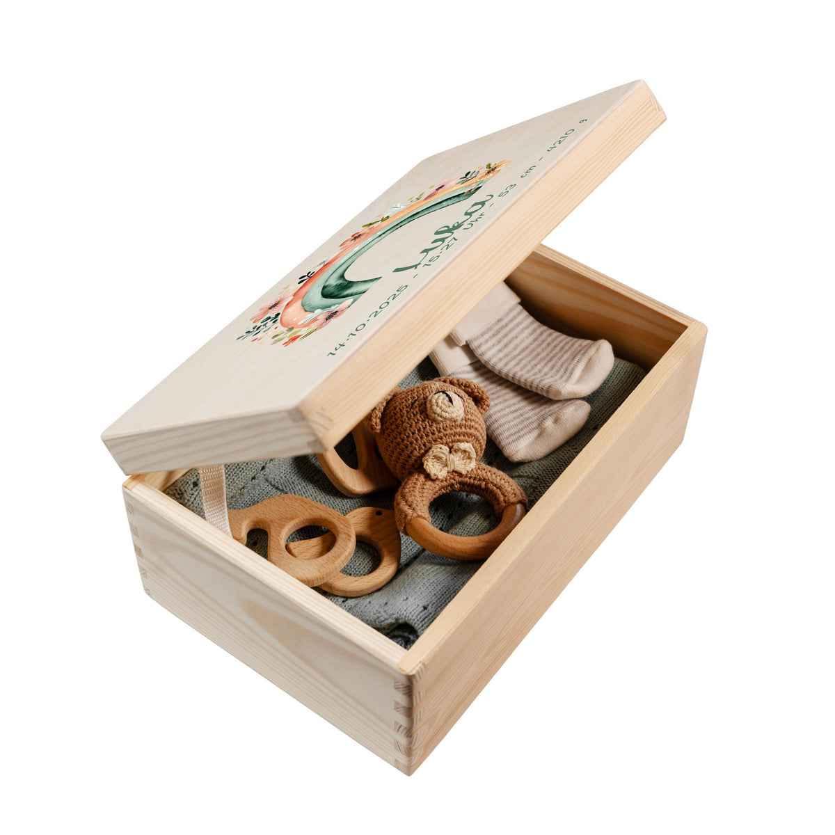 Erinnerungsbox aus Holz Motiv Regenbogen 4, Produktbild 3