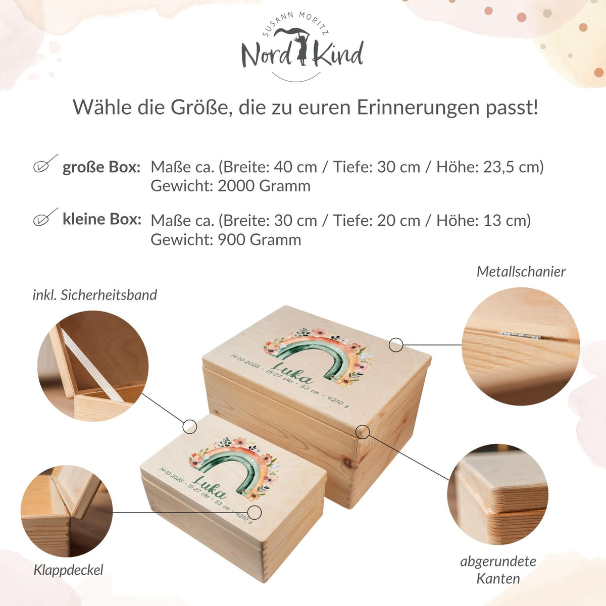 Erinnerungsbox aus Holz Motiv Regenbogen 4, Produktbild 10