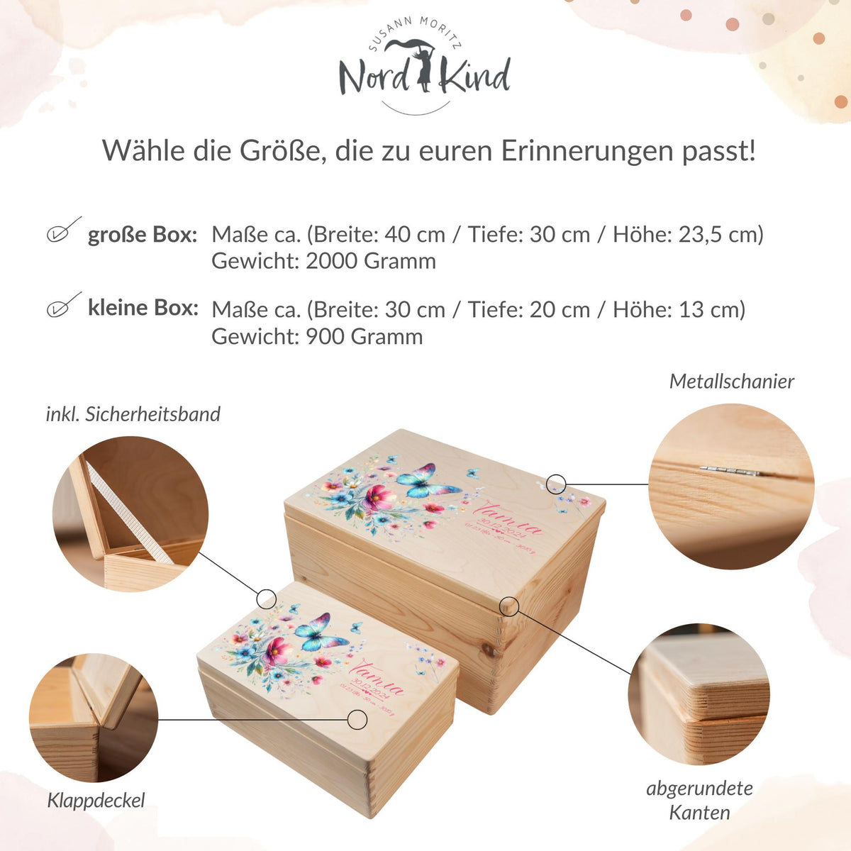 Erinnerungsbox aus Holz Motiv Schmetterling 1, Produktbild 10