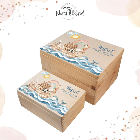 Personalisierte Erinnerungsbox Baby aus Holz, Motiv Tiere 5